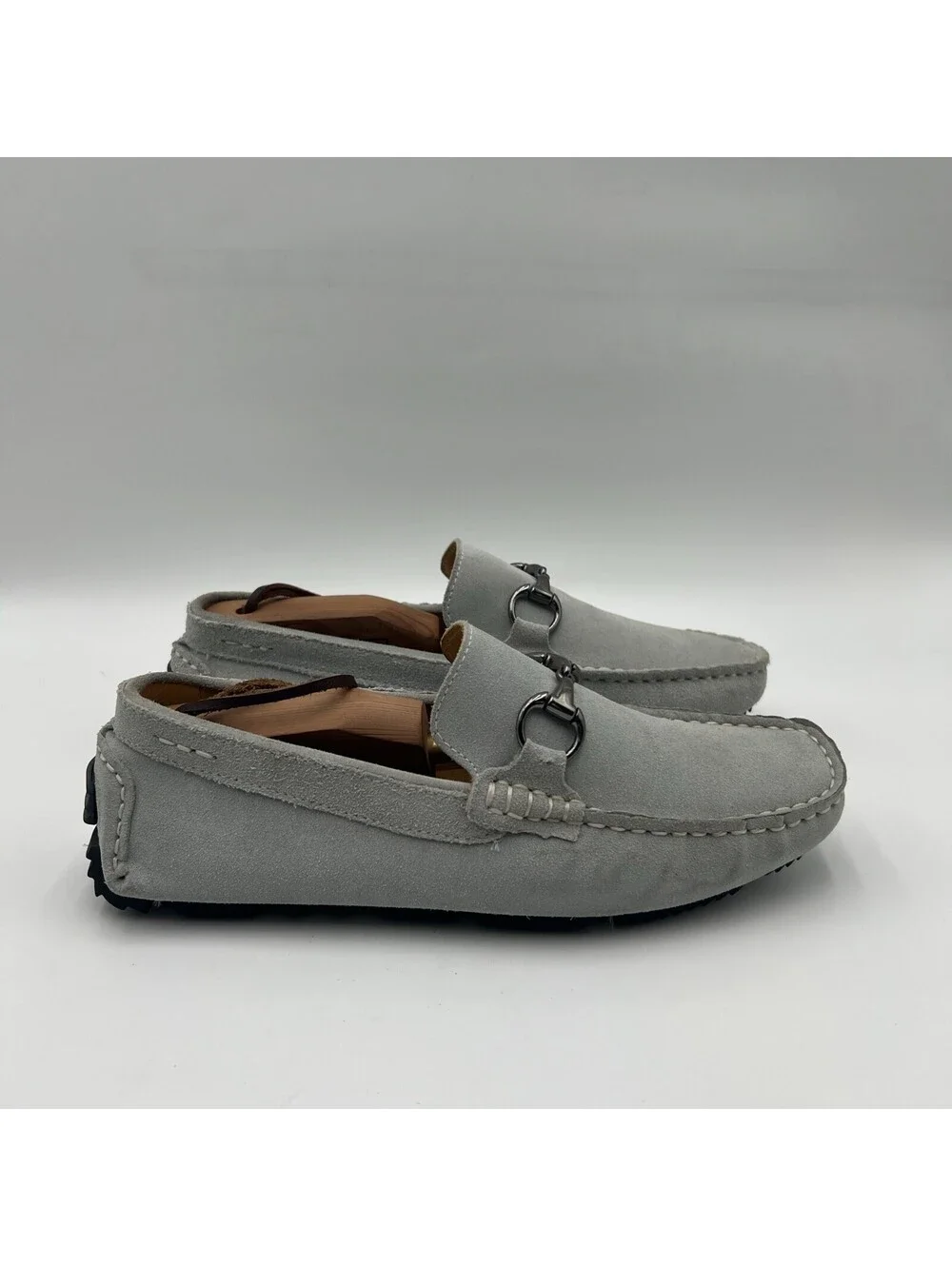 Men’s Saks Fifth Avenue Light Blue suede driving moccasin loafer Size 7M